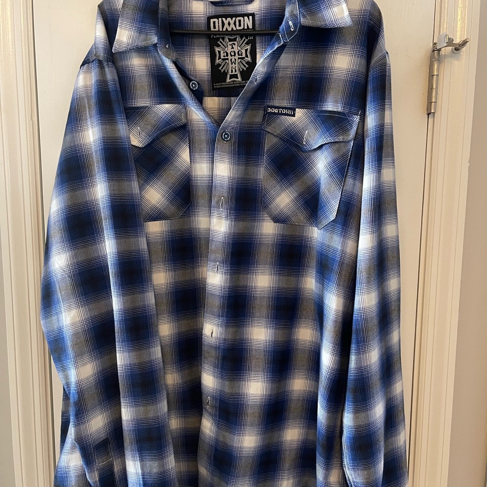 DIXXON White and Blue Flannel Shirt
